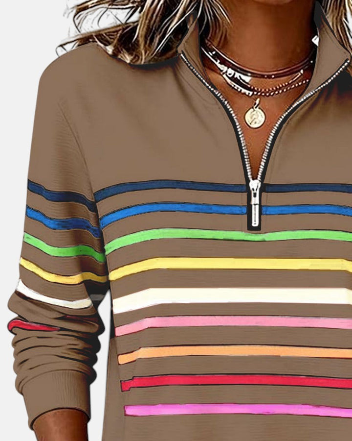 Vienna | Striped Half-Zip Comfort Top
