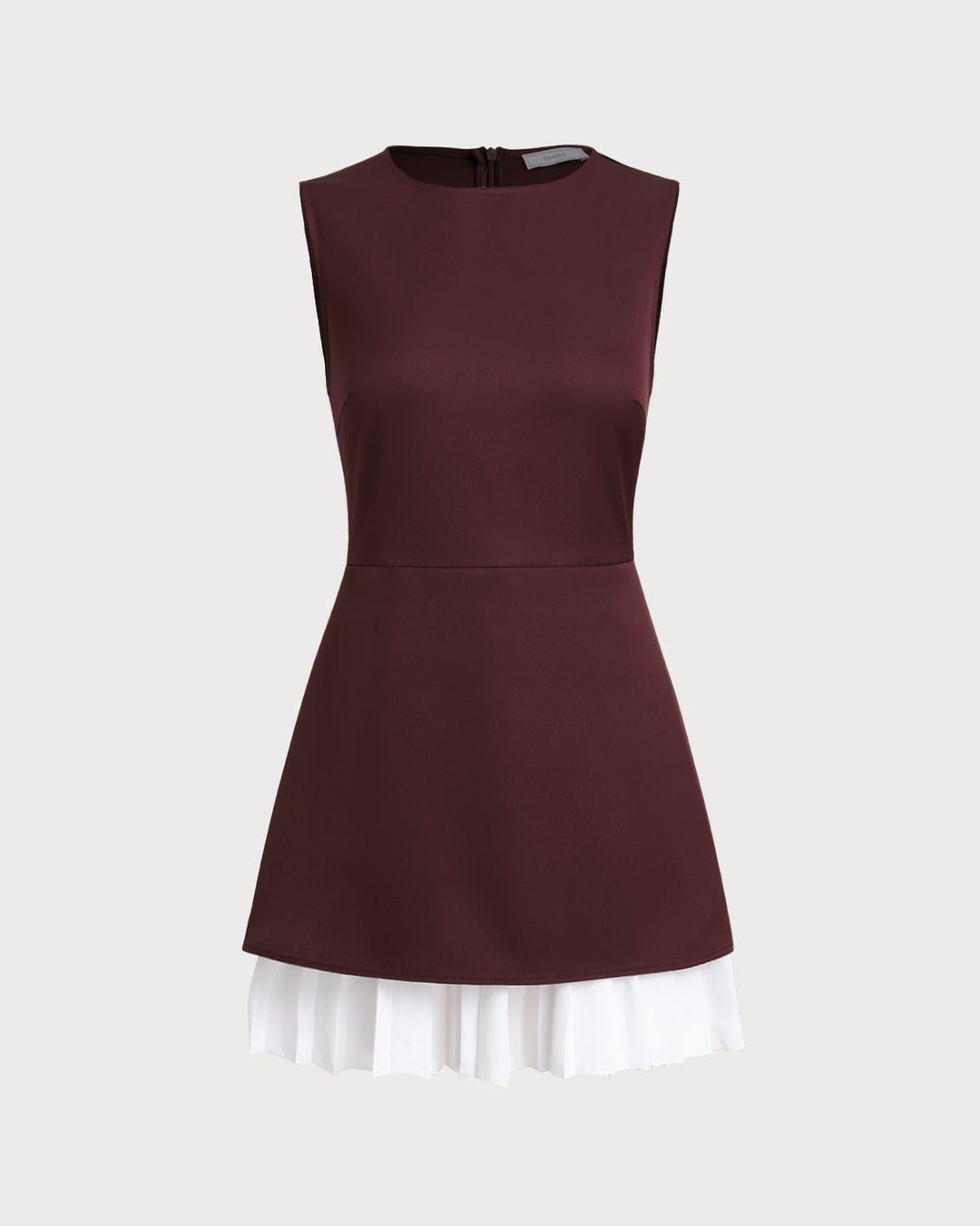 Wine Red Contrast Sleeveless Mini Dress