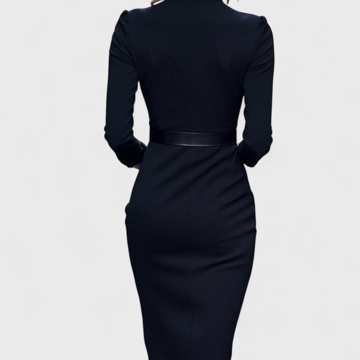 Hermione – Refined Black Dress with Belt