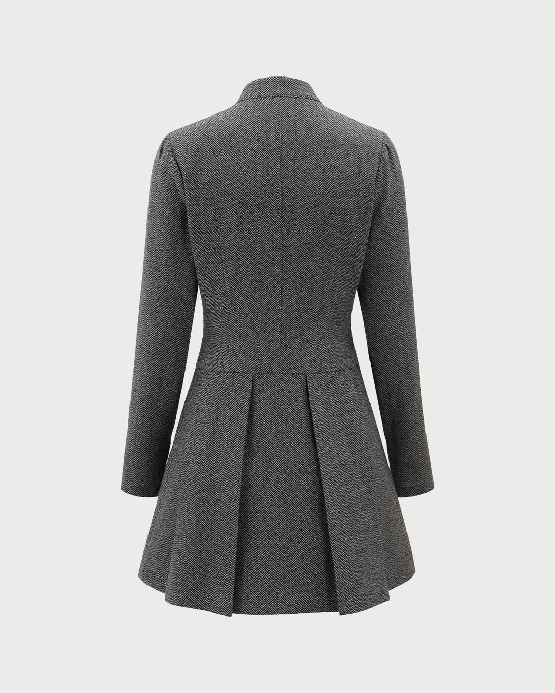 Grey Button Pleated Mini Dress