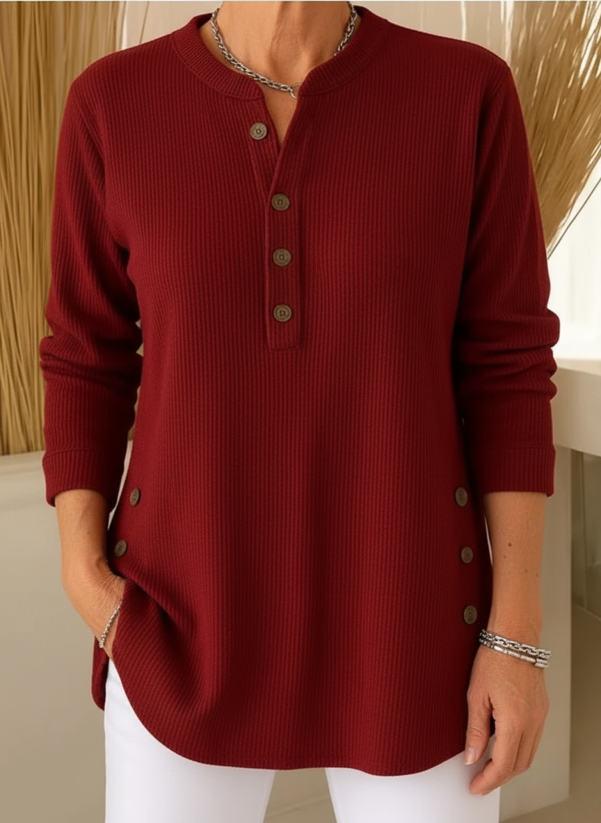 Evadne – Plain Long-Sleeved Knit Sweater