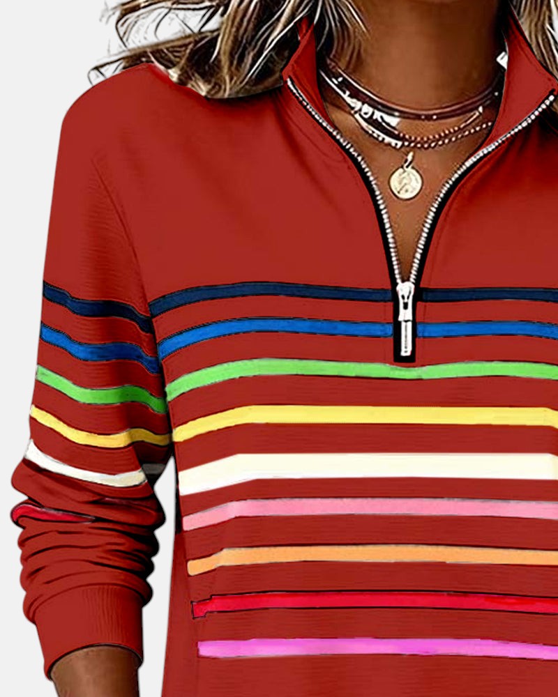 Vienna | Striped Half-Zip Comfort Top
