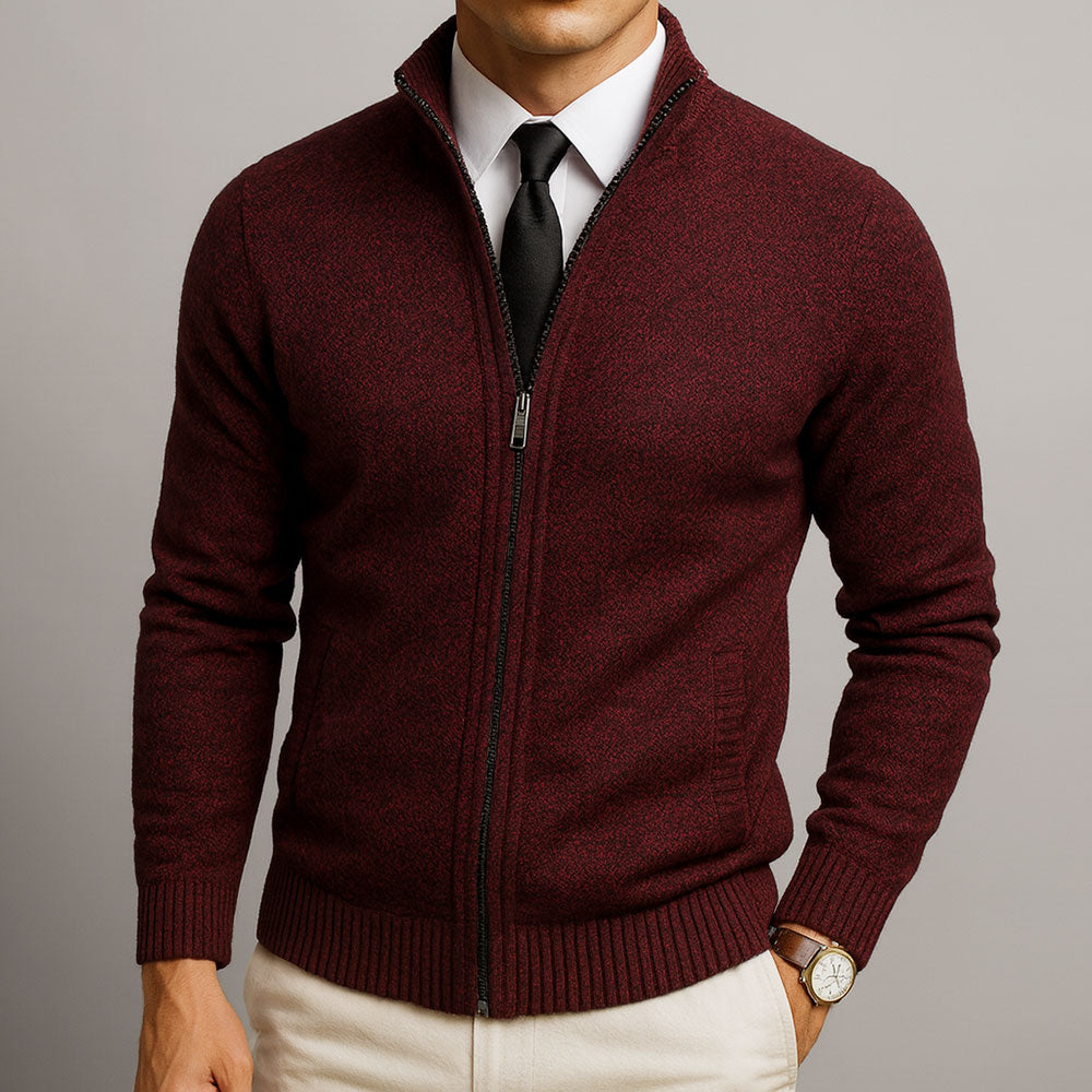Diego – Merino Wool Zip-Up Cardigan