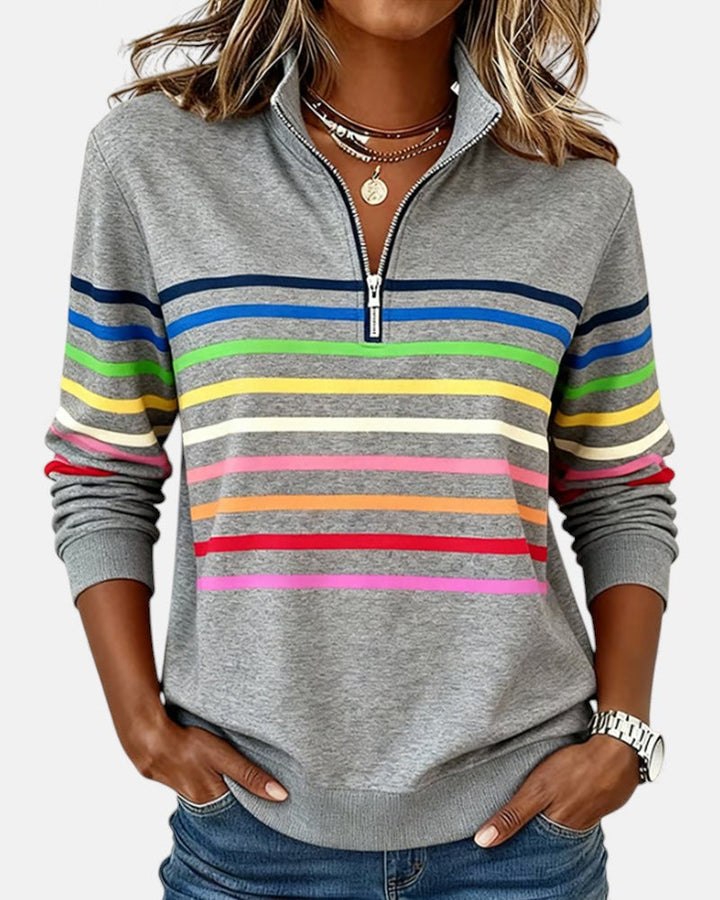Vienna | Striped Half-Zip Comfort Top