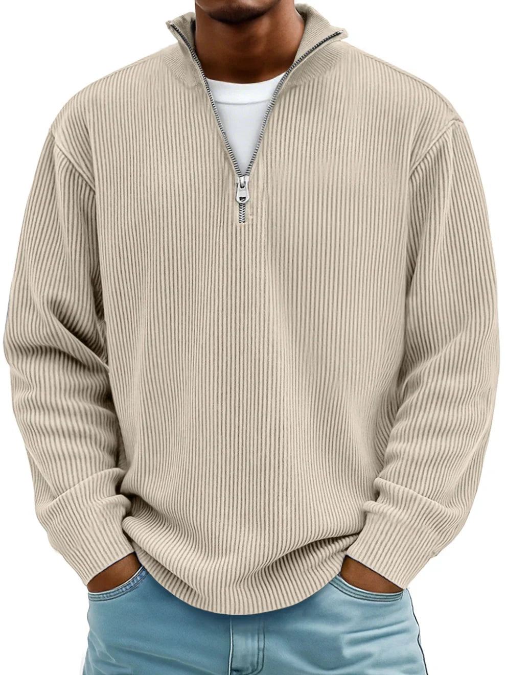 Jude – Trendy Half-Zip Knitted Sweater