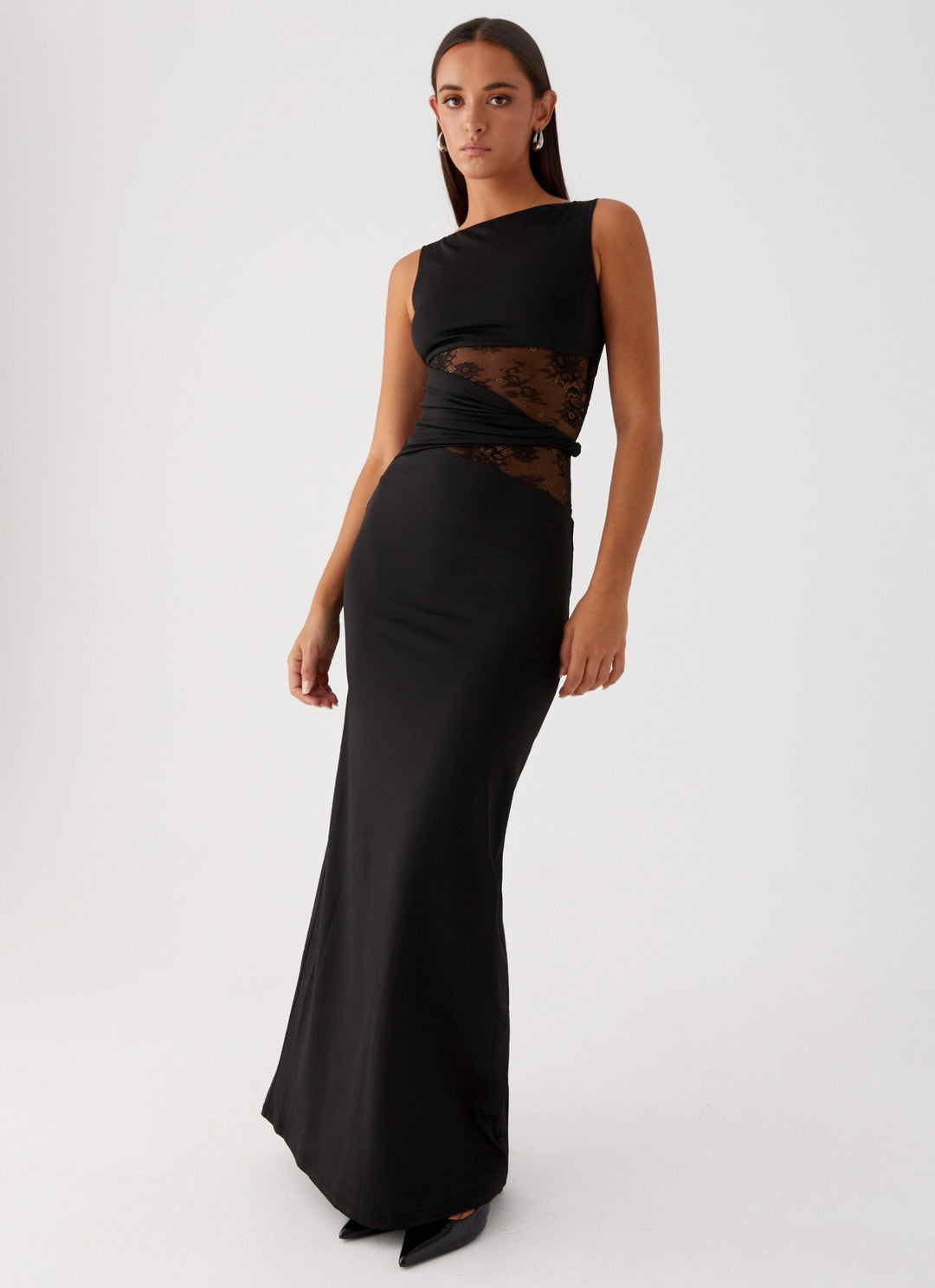 Eliana – Figure Flattering Maxi Dress with Subtle Cutouts and Delicate Lacing