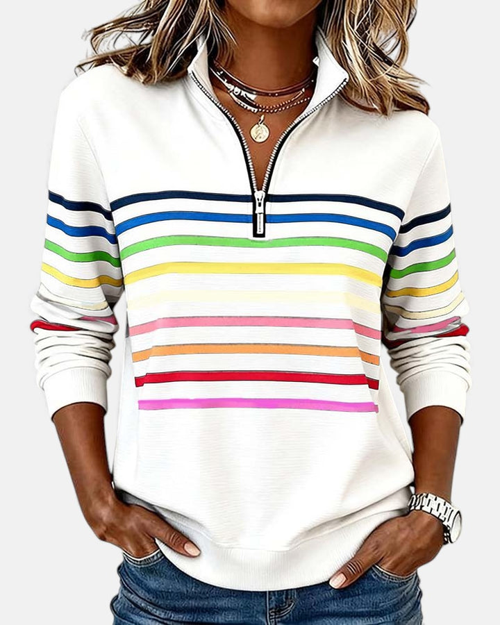 Vienna | Striped Half-Zip Comfort Top