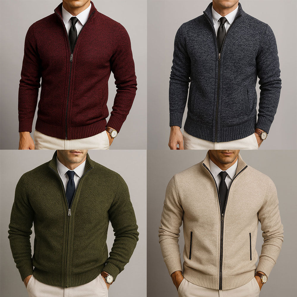 Diego – Merino Wool Zip-Up Cardigan