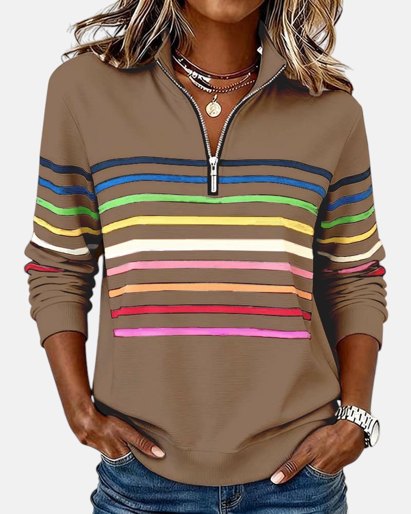 Vienna | Striped Half-Zip Comfort Top
