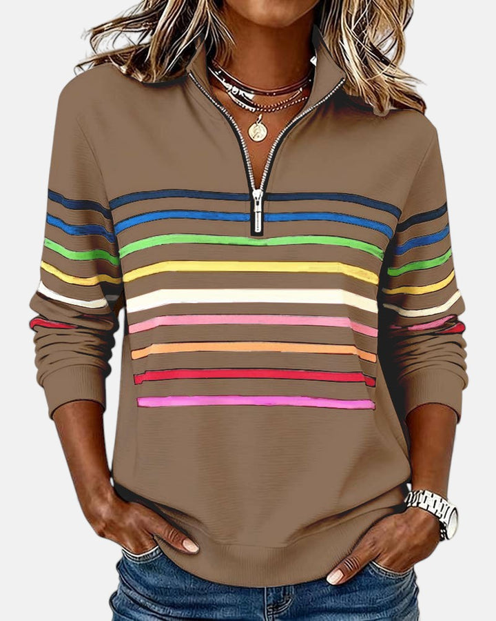 Vienna | Striped Half-Zip Comfort Top