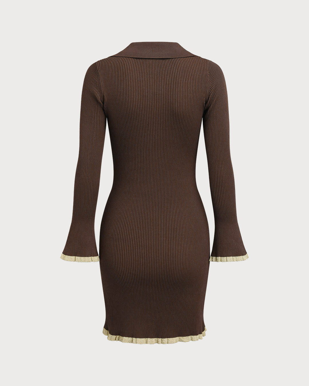 Brown Bodycon Button Sweater Dress