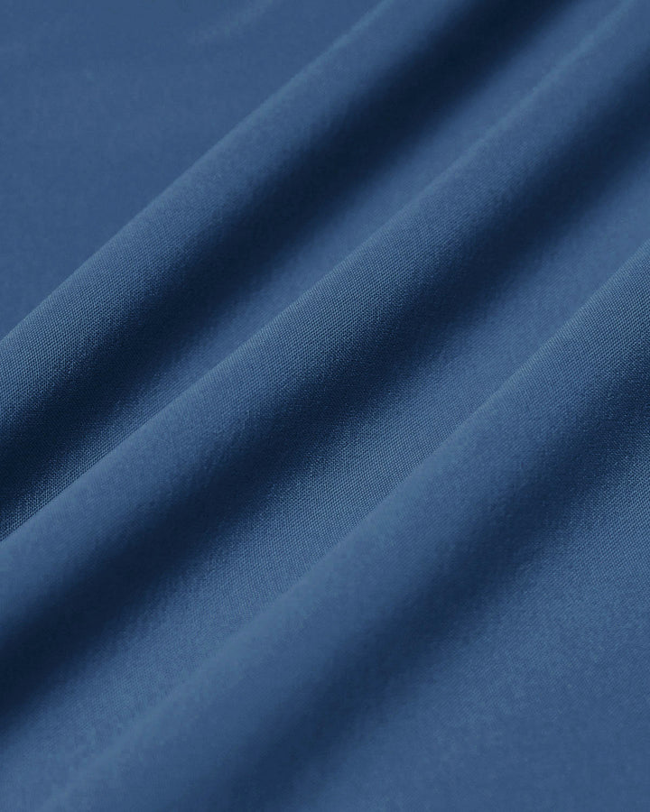 Navy Square Neck Pocket Slip Midi Dress