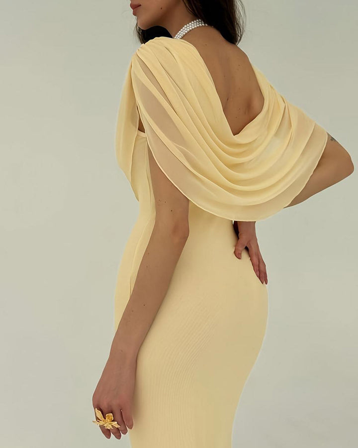 Yellow Cowl Neck Sleeveless Maxi Dress