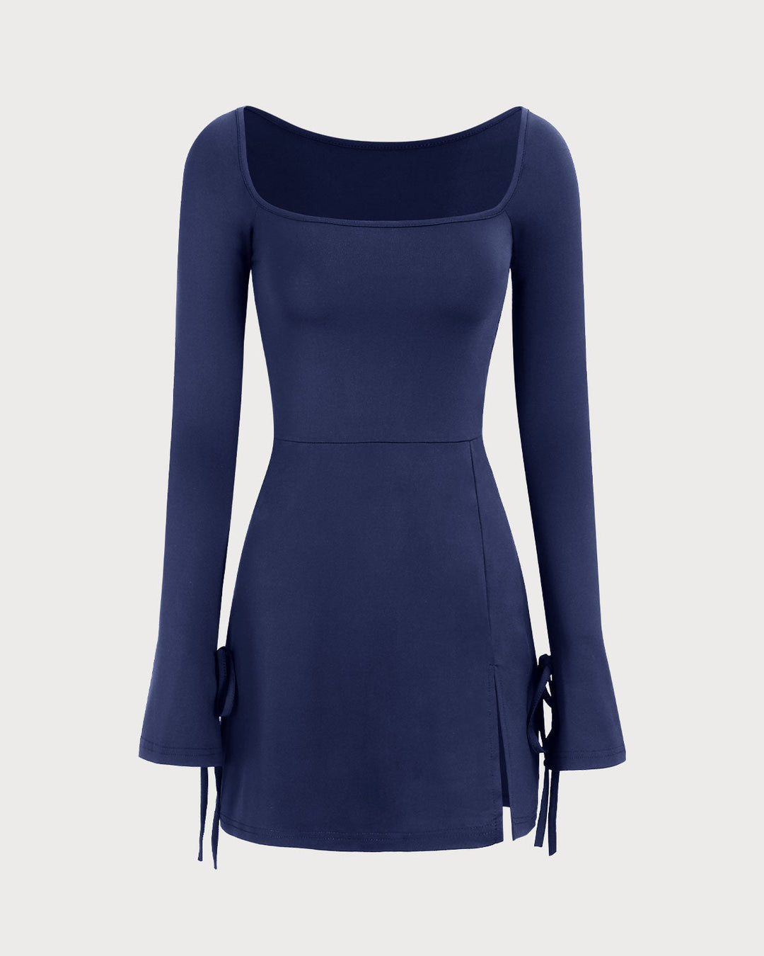 Navy Square Neck A-Line Mini Dress
