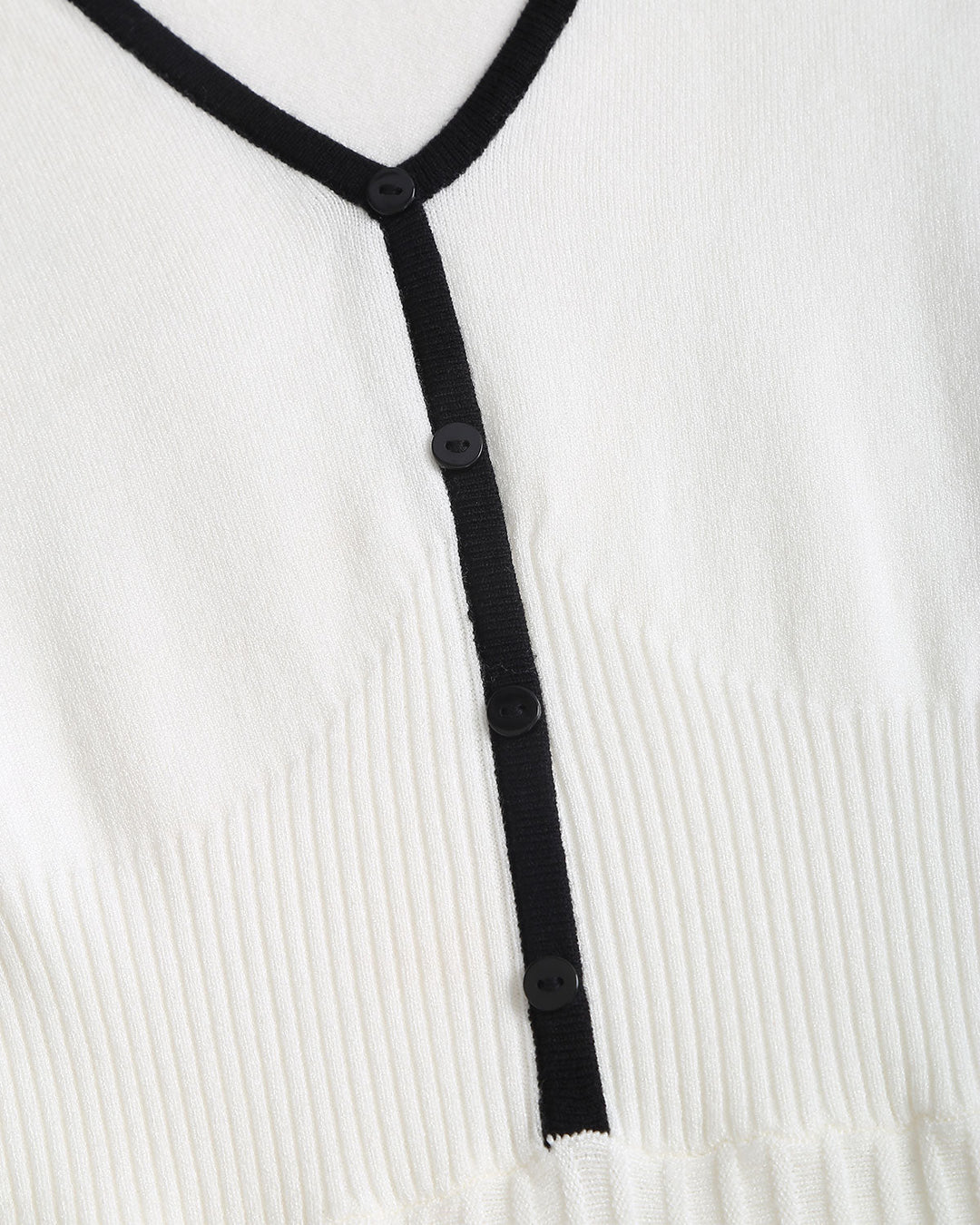 White Contrasting A-Line Sweater Dress