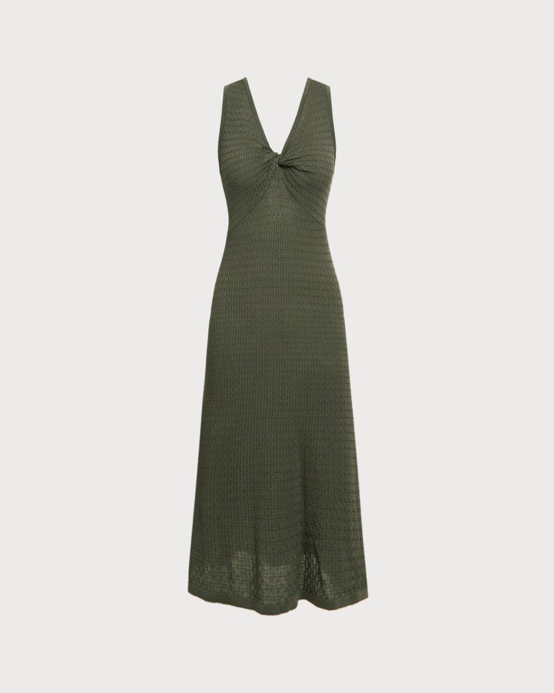 Army Green V Neck Sleeveless Sweater Dress