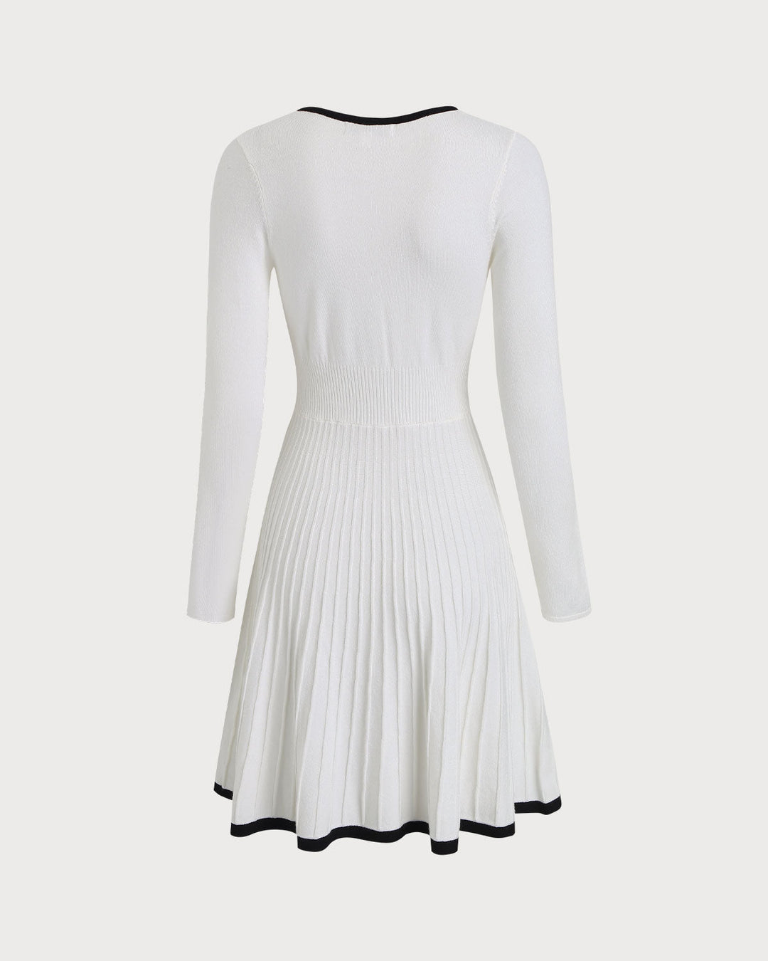 White Contrasting A-Line Sweater Dress