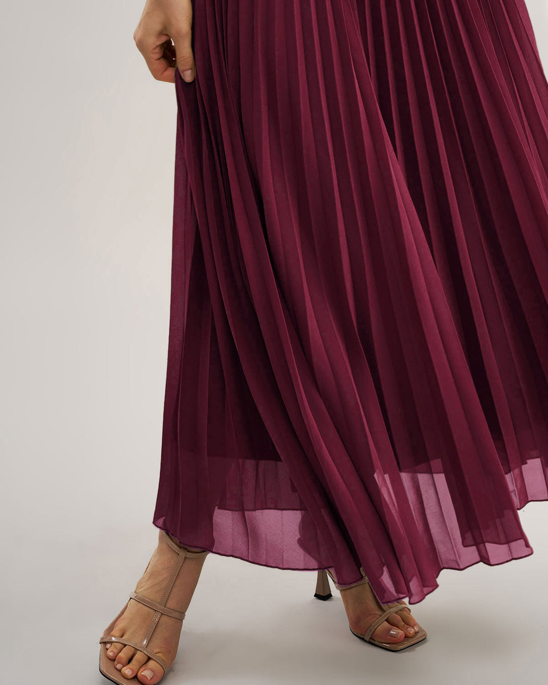Wine Red Sweetheart Neck Flowy Maxi Dress