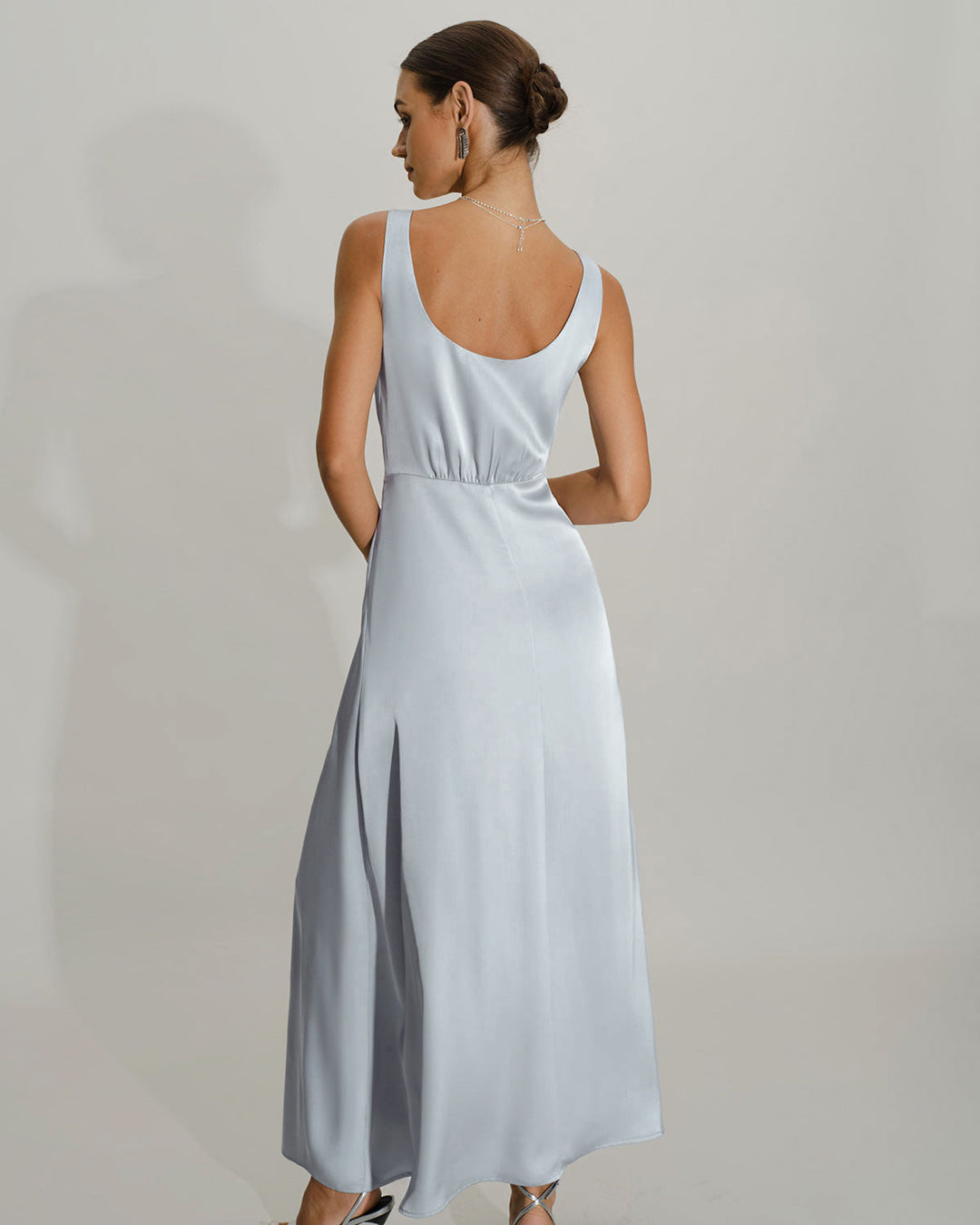 Grey A-Line Sleeveless Maxi Dress